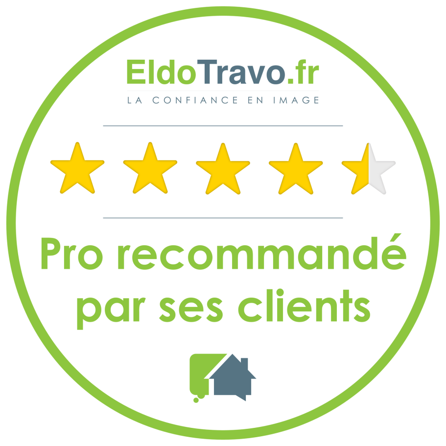 Eldotravo Avis Logo avec quatre étoiles et mention "Pro recommandé par ses clients".